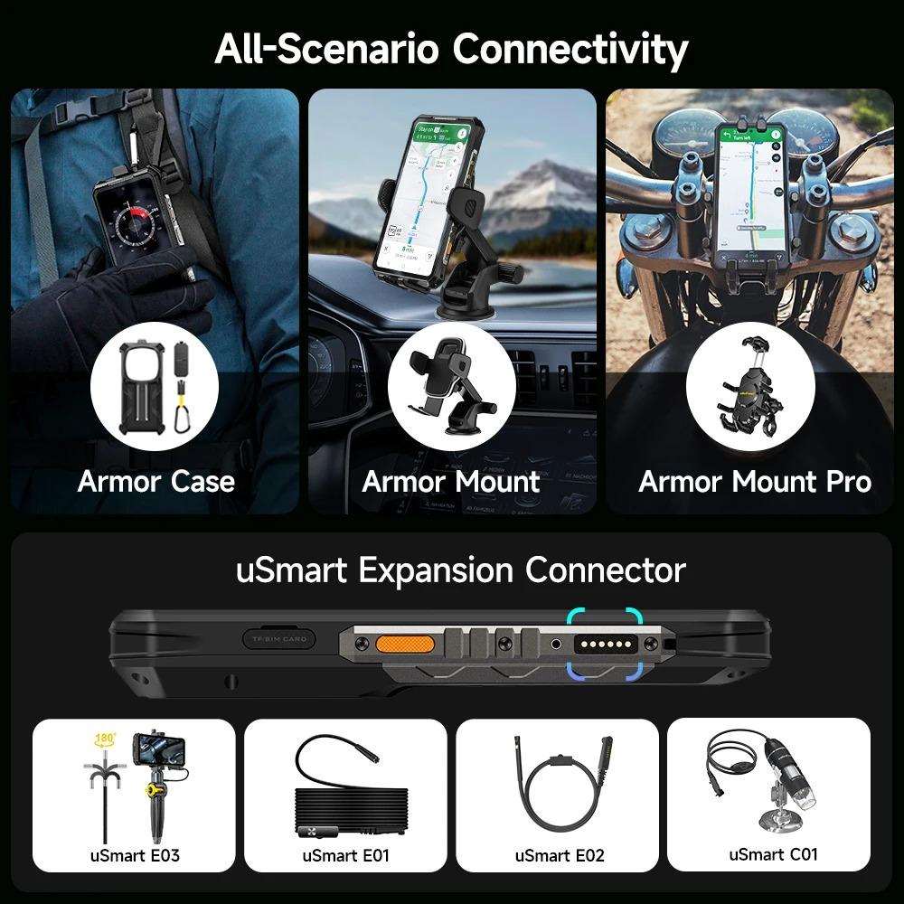 Ulefone Armor 28 Pro 5G AI Защищенный Телефон 512 ГБ ПЗУ 120 Вт MTK Dimensity 7300 10600 мАч 6,67” AMOLED 64 МП Смартфон
