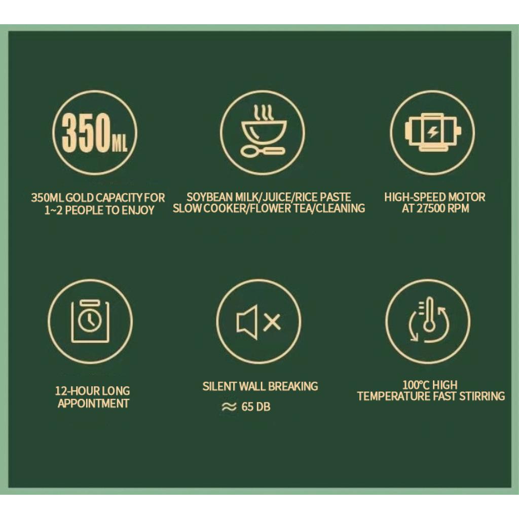 350ml Portable Soy Milk Machine with Juicer, Blender and Safety Switch