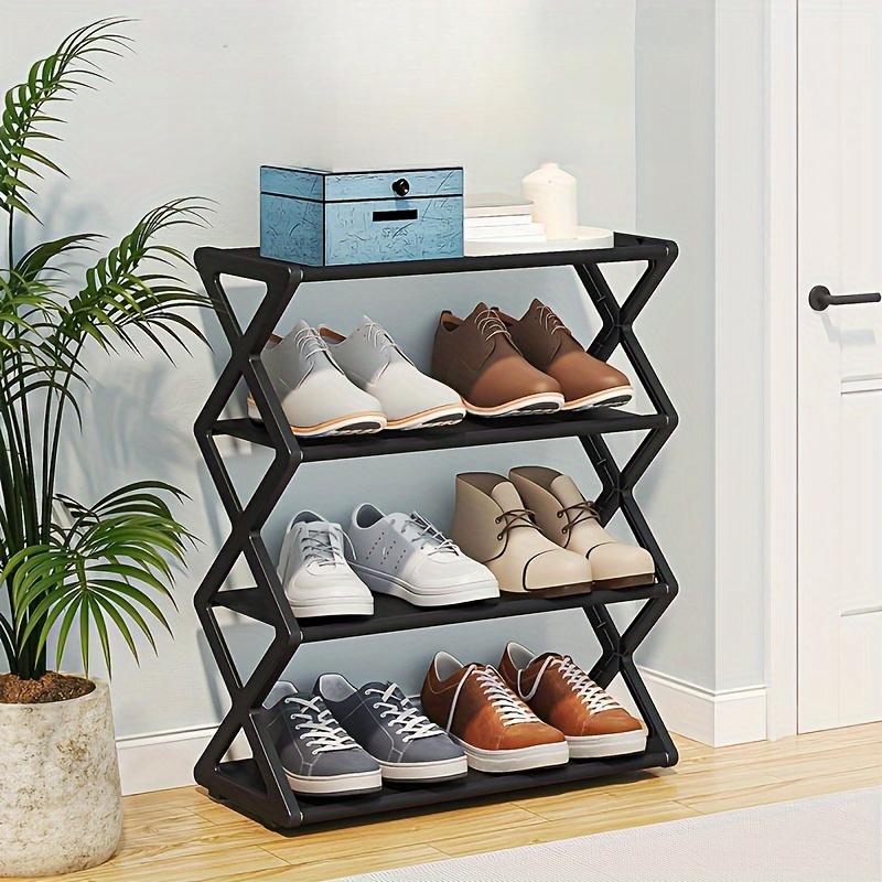 1pc X-Shaped Shoe Rack - Space-Saving Multi-Layer Storage Organizer, Easy Assembly Durable Plastic & Metal Frame for Entryway