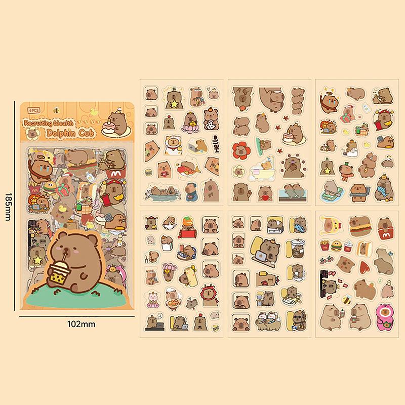6 шт. в упаковке водонепроницаемые наклейки капибара декоративные детские наклейки принадлежности для скрапбукинга симпатичные наклейки упаковка украшение для дневника