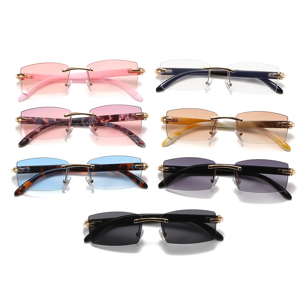 Gradient UV400 Punk Sunglasses Driving Sun Glasses Rimless Rectangle Sunglasses Fashion Shades