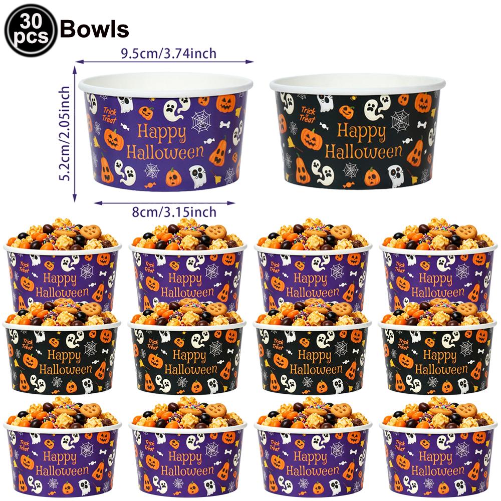 Halloween Pumpkin Ghost Paper Snack Dessert Cups Bowl Tableware for Halloween Themed Party Decoration Supplies