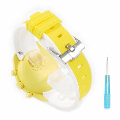 Эксклюзивный резиновый ремешок Swatch x OMEGA с функцией Clicker (Желтый и Белый/Солнце)