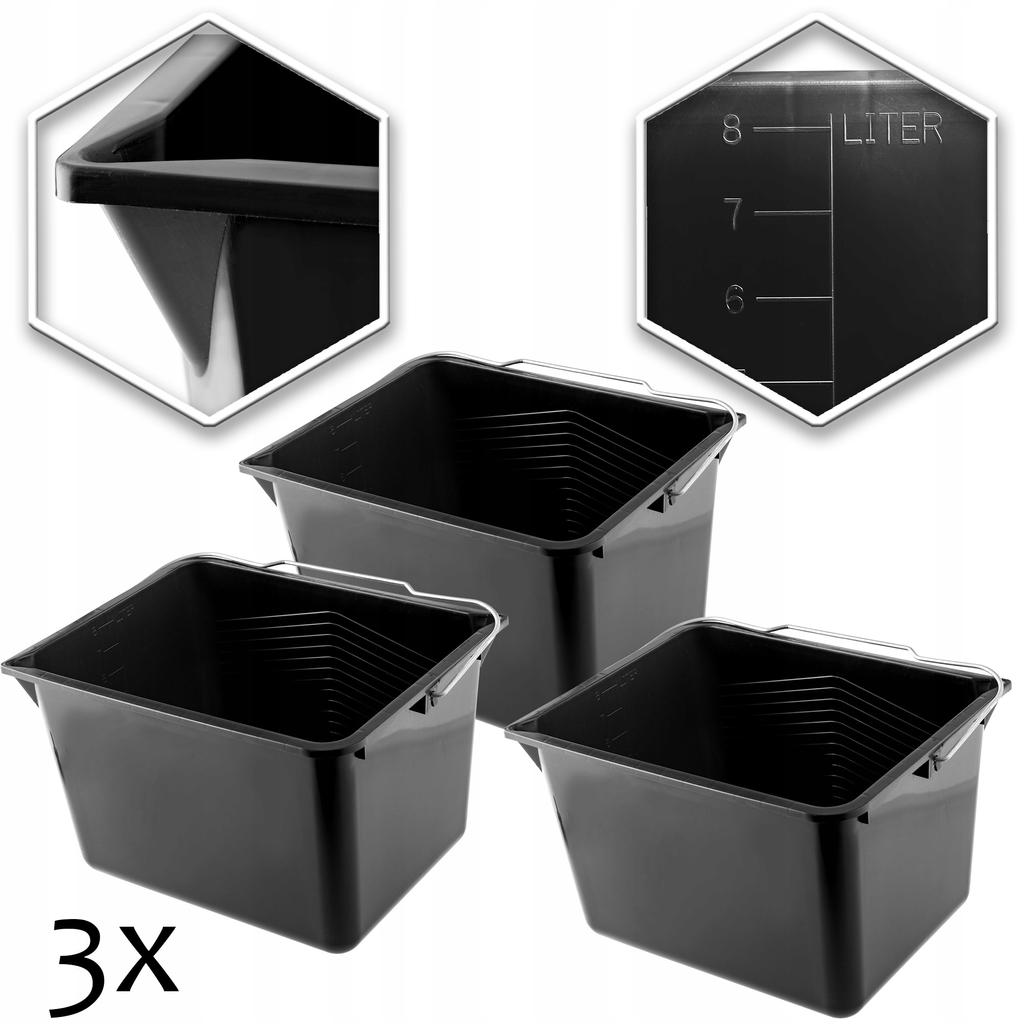 KADAX Wiadro malarskie Wiaderko Z Uchwytem 8Litrów 3szt