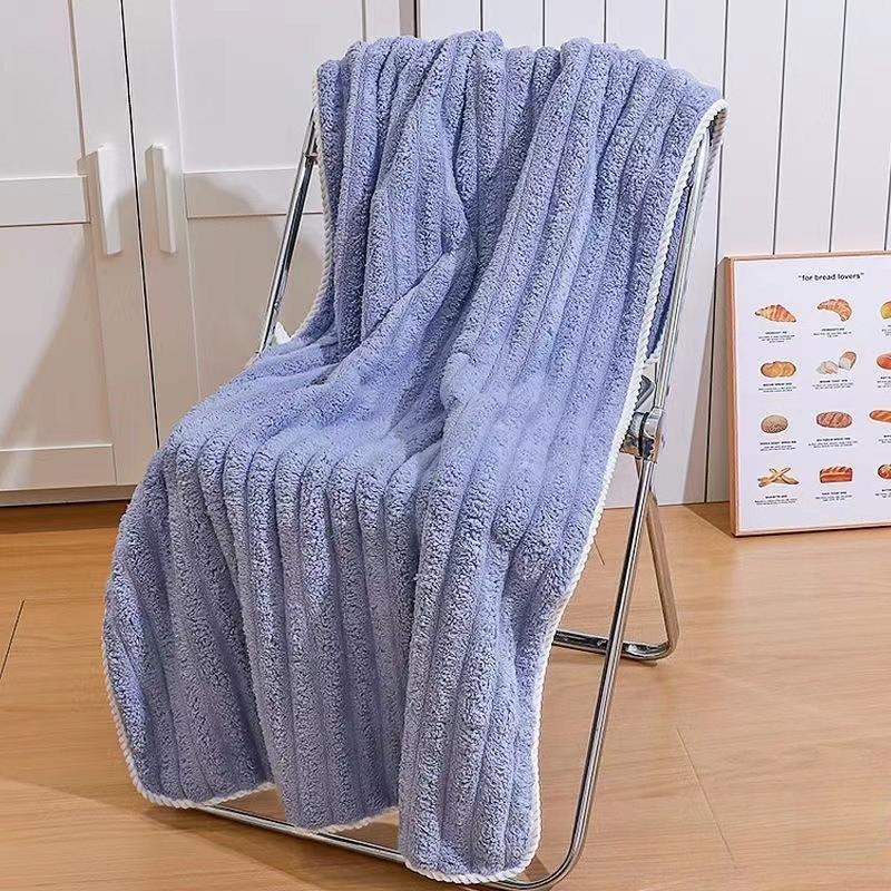 Банное полотенце из кораллового флиса 70 X 140 см, банное полотенце для женщин с полосатым узором, быстросохнущее утолщенное банное полотенце