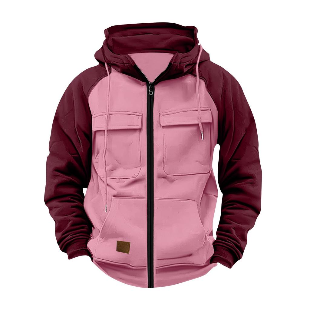 Мужская модная свободная толстовка с длинным рукавом и капюшоном, спортивная куртка с несколькими карманами