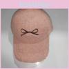Baseball Plush Winter Cap With Embroidered Butterfly Bow Design For Daily Wear