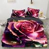 Pink Roses Duvet Cover Set Queen Size King Full 3D Bedding Sets Flower Pillowcase QuiltComforter Cover Sets Linens Bed 220x240