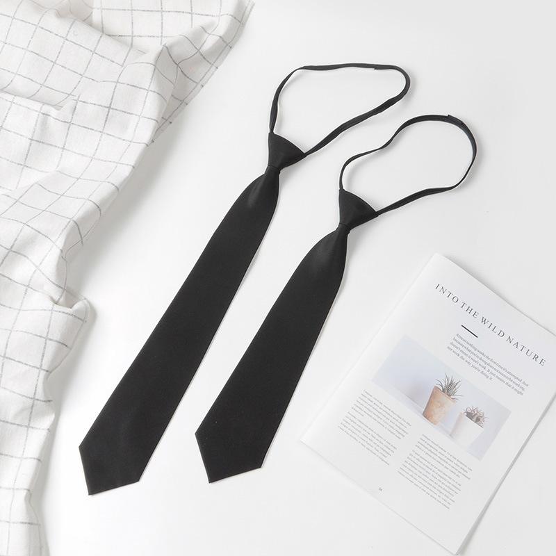 Tie Men's Formal Business 8cm Pure Plain Lazy Zipper Tie