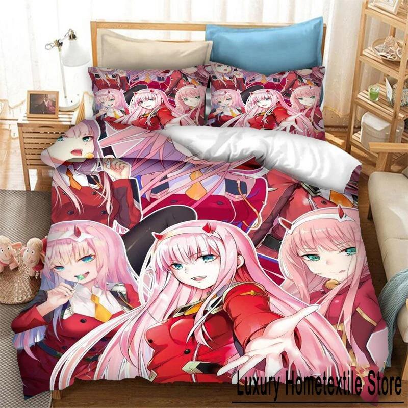 Kawaii Girls DARLING in the FRANXX Zero Two Anime Комплект постельного белья для мальчиков и девочек Twin Queen Size Пододеяльник Наволочка Кровать для детей и взрослых