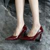 Тополиный лес с тем же бордовым толстым каблуком маленькая заостренная головка темперамент одиночные туфли женские подковообразный каблук одна педаль сексуальные высокие каблуки женские