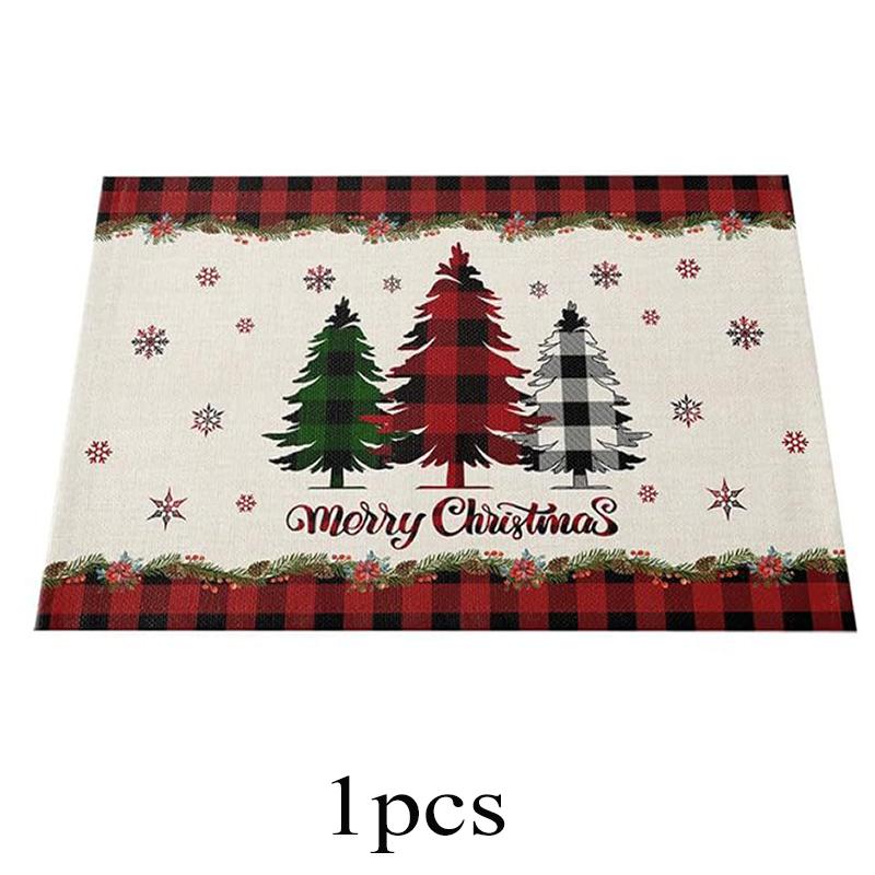 Рождественская елка Буффало Клетка Подставки под тарелки Набор из 5 Рождественские подставки под тарелки Подставки для обеденного стола Кухонный стол Вечеринка Домашнее украшение