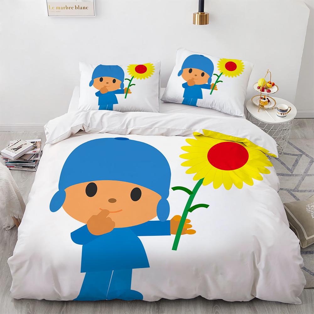 Комплект постельного белья Pocoyo 3D-принт Пододеяльник и наволочка Одеяло Пуховое одеяло Семейное украшение Дом Теплый текстиль Чехол Комплект постельного белья