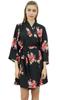 Women's Floral Printed Black Georgette Bridesmaid Robe Coverup Wrap-10
