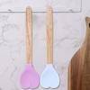 Ложка для супа, подвесное отверстие, силиконовая однотонная десертная ложка в форме сердца в форме сердца, кухонный гаджет