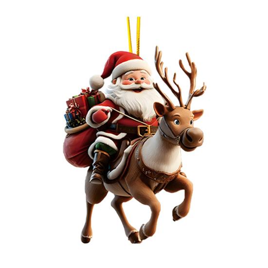 Рождественское украшение 2D плоский акриловый Санта-Клаус/Снеговик/Щенок елочные подвески для праздничной елки