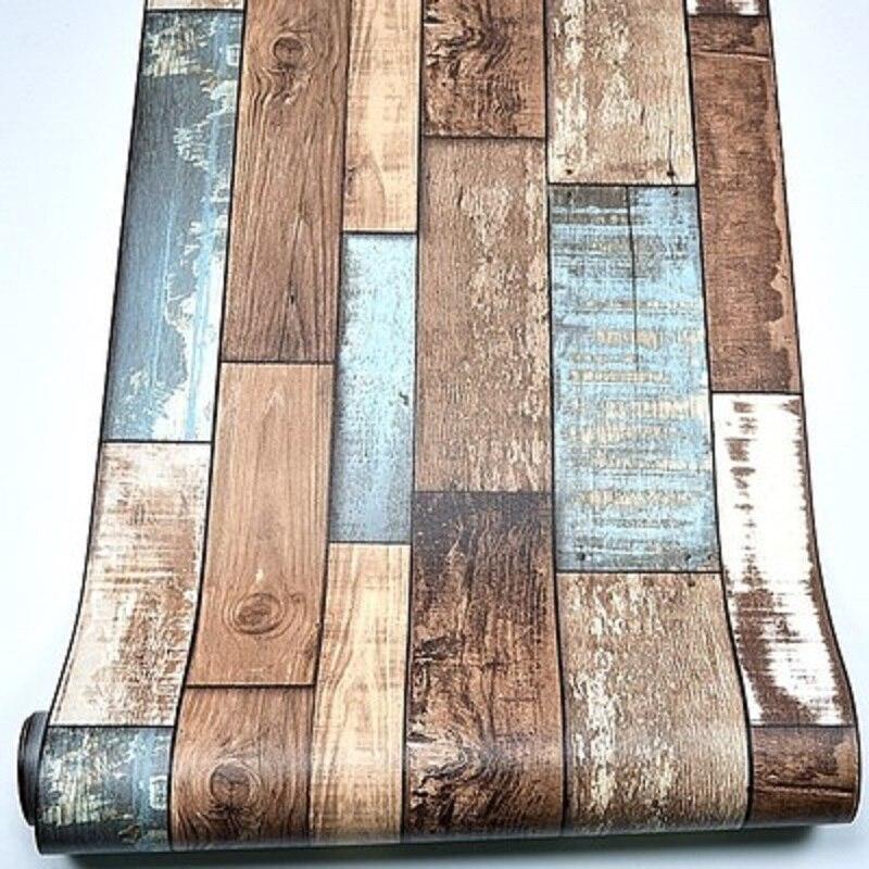 45см Обои ПВХ Наклейки на стену Самоклеящиеся Большой рулон Сделай сам Водонепроницаемые Под старину Деревянная текстура Мебель Домашний декор