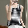 Women Tank Sleeveless Summer T-shirt Knit Top Striped Basic Vest Female O-neck