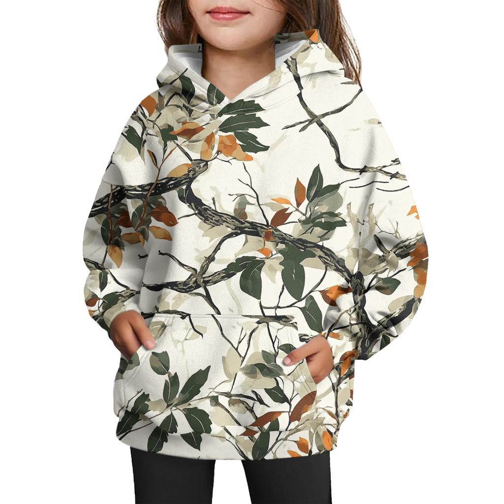 Girls' Hooded Tie- Sweatshirt - Pullover Print Top