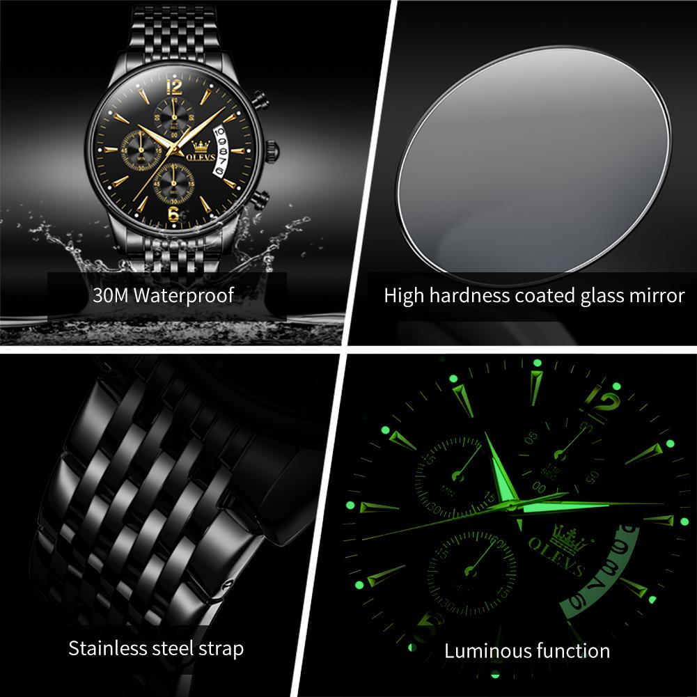 OLEVS Brand Men's Watch Quartz Watch Multi functional Waterproof 2867
