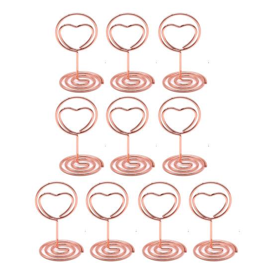 10Pcs Love Heart Table Number Holder Place Card Photo Picture Clip Memo Note Card Stand Wedding Anniversary Birthday Party Centerpieces