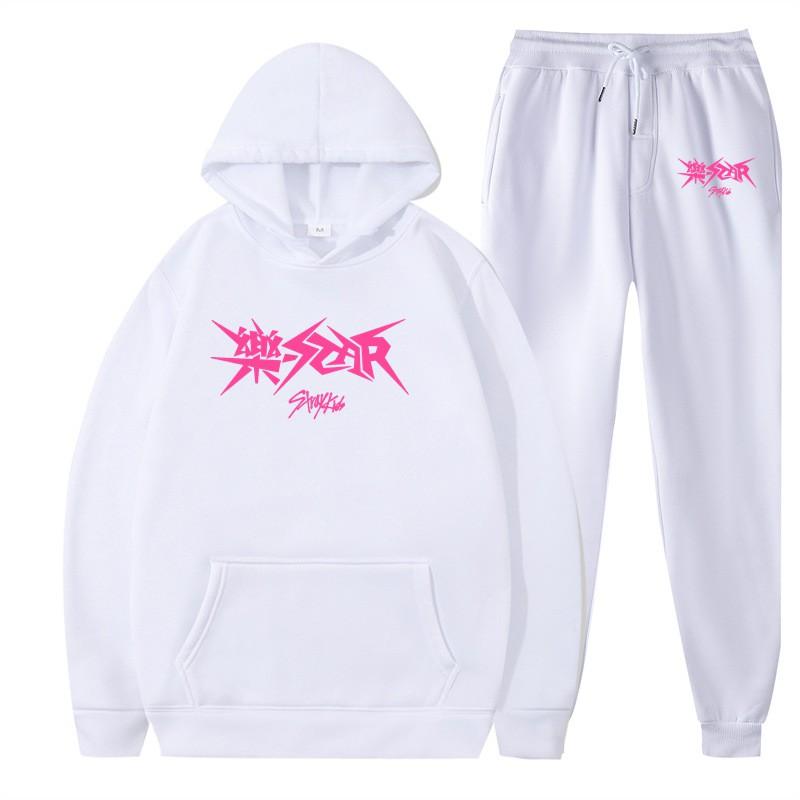 Unisex Stray Kids Inspired Hoodie Jogger Set Streetwear Printed Cotton Blend Oversized Sweatshirt Pants