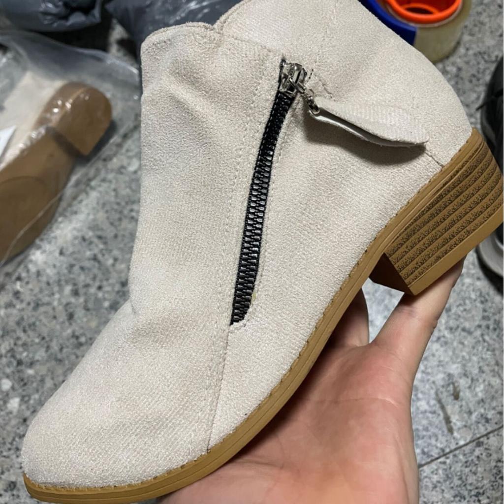 Women Booties Autumn Suede Boots Women Fashion Platform Boots Side Zipper Heeled Ankle