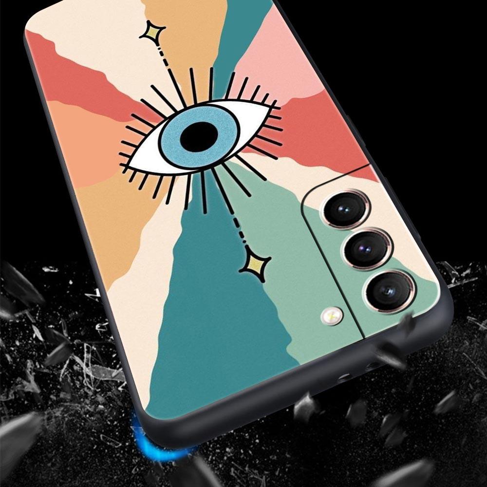 Чехол для телефона Samsung Galaxy S23 S22 Ultra S20 S21 FE 5G S10 S9 Plus S10E S8 Note 20 Черный Чехол Печать Счастливый Глаз Синий Злой Глаз