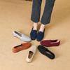 Women's Casual Flats Comfortable Walking Flat Shoes Square Toe Ballet Flats Non-Slip Knitted Work Loafers Shoes Lightweight Dress Shoes for Women