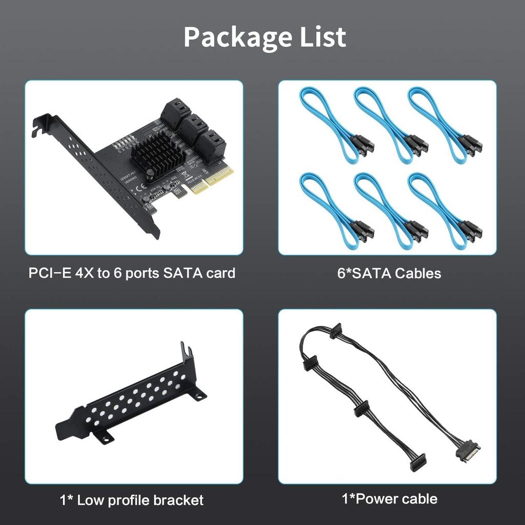 The YABOANG PCI-E X4 6-Port SATA 3.0 Expansion Card for Desktop PCs allows you to free up your system disk drive. The expansion card features a