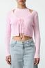 Women's Fashion Stylish Cardigan Pink Crop Blouse-Cardigan Set Knitwear Cardigan