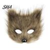 Anime Cosplay Costume Accessories Plush Fox Mask, Fluffy Tail, Costumes Props, Fuzzy Halloween Party Fancy Dress Mask for Convention And Role