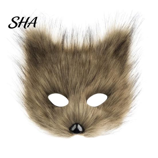 Anime Cosplay Costume Accessories Plush Fox Mask, Fluffy Tail, Costumes Props, Fuzzy Halloween Party Fancy Dress Mask for Convention And Role