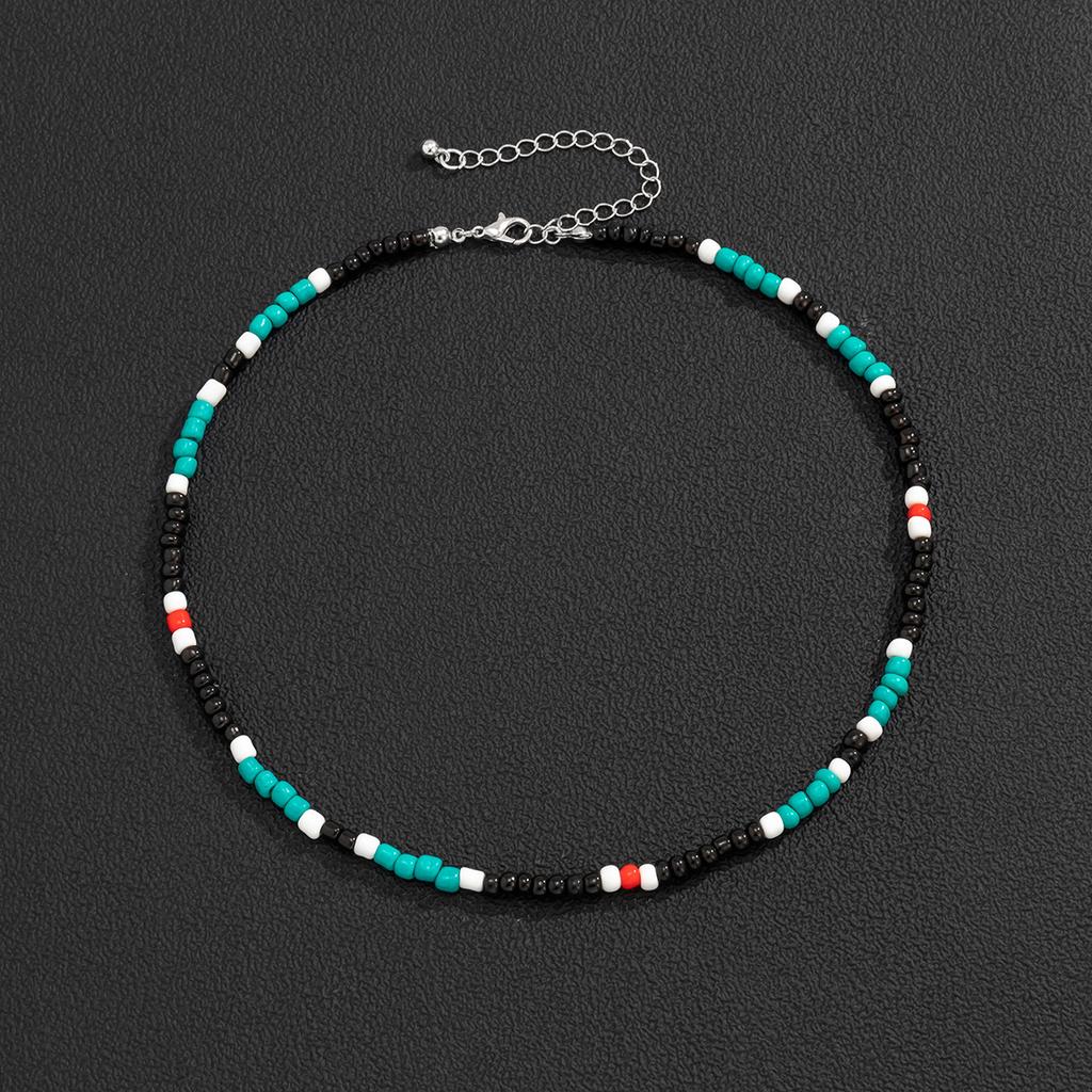 Jewelry Men's Versatile Design Color Necklace Fashion Simple Personality Stitching Beads Clavicle Chain.