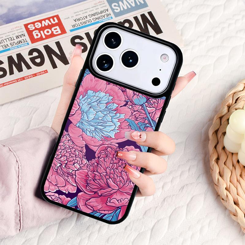 Чехол для телефона 'Нежный цветок пиона' для IPhone 17 16e 15 14 13 12 11 Pro Max Air Mini Мягкий защитный чехол