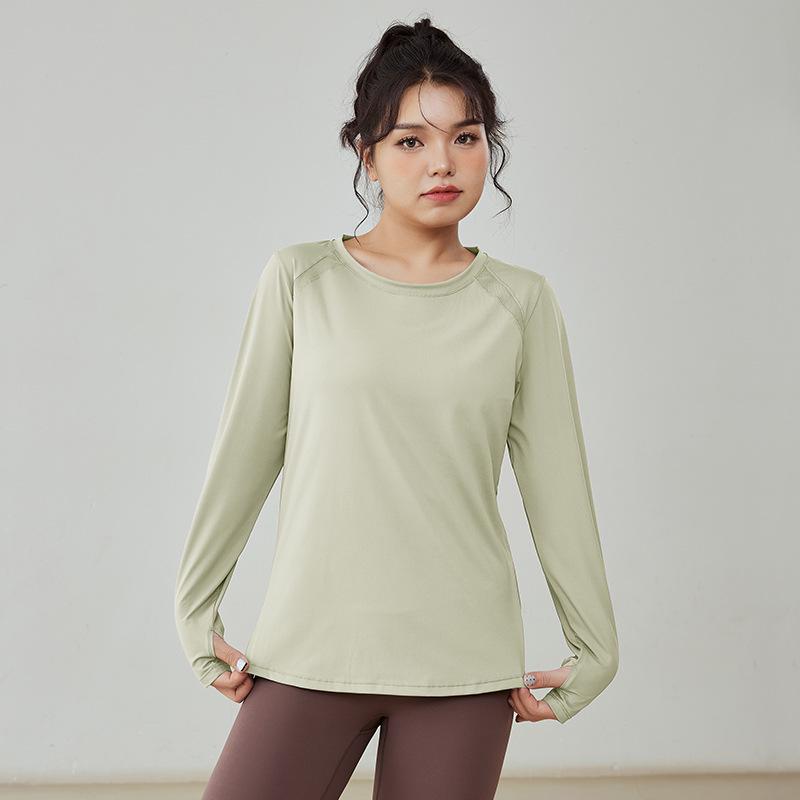 Женская футболка с длинными рукавами из дышащего материала для йоги и бега - фитнес-топ весна/осень