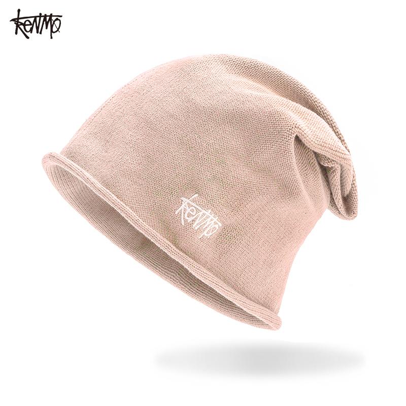 Kemer Knitted Embroidered Baotou Curled Edge Hoodie Men's Autumn and Winter Outdoor Warm and Fashionable Versatile Women's Stacking Hat