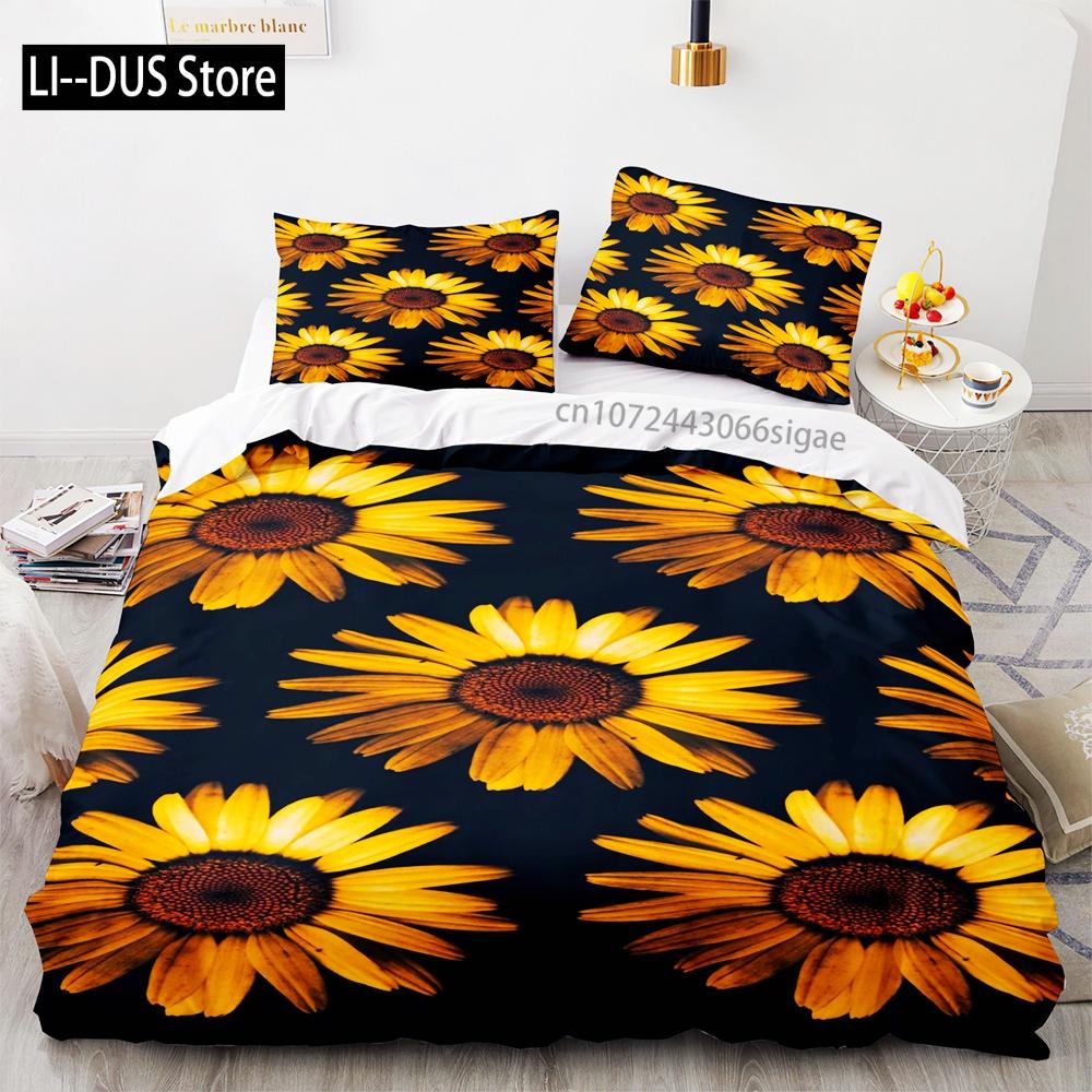 Sun flower Bedding Set Single Twin Full Queen King Size sunflower Bed Set Aldult Kid Bedroom Duvetcover Sets 3D Print 035