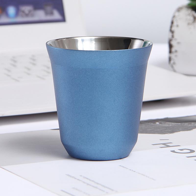 Summer New Simple Flat Bottom Cup Stainless Steel Double-Layer Inner Tank Capsule Coffee Cup High-Grade Solid Color Water Cup