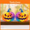Themed Creative Halloween Colorful Pumpkin Pattern Women Acrylic Earrings