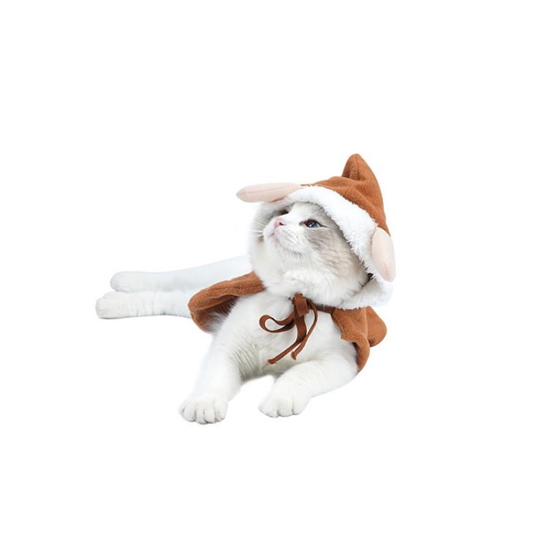 Pet Christmas Cape Sweater Cats Dogs Soft Fleece Shawl Hairless Warm Winter Clothing
