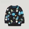 Autumn Cartoon Print Boy's Round Neck Long-Sleeve Pullover Sweatshirt