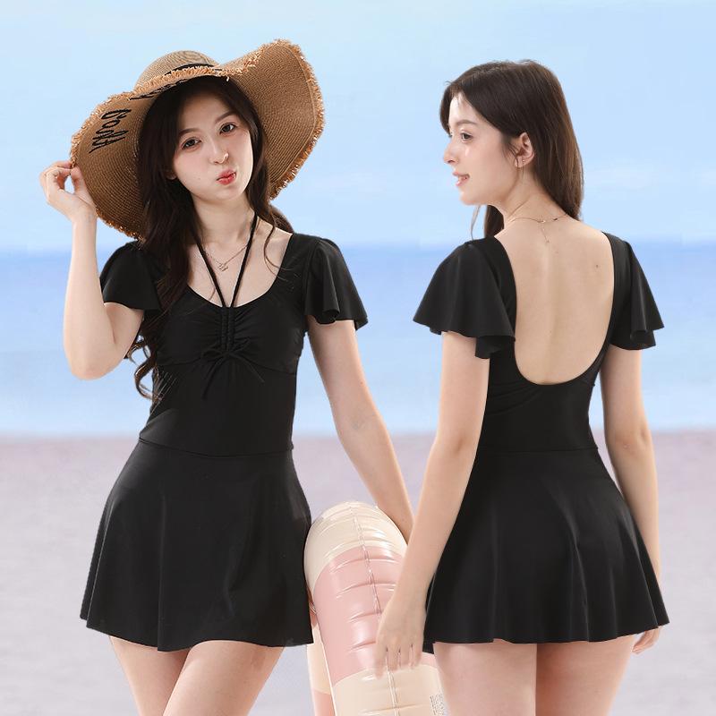 2026 Women's Summer Slimming One-Piece Swimsuit with Skirt - Stylish & Sexy for Vacation & Hot Springs