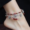 Imitation Red Agate Zodiac Foot ChainRed Rope Bell Hidden Silver Peace Lock Foot Rope Accessory