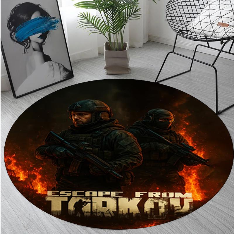 1Pc Escape from Tarkov Circular Print Rug - home decoration Carpet For Living Room Bedroom Flooring Computer Chair Area Rug