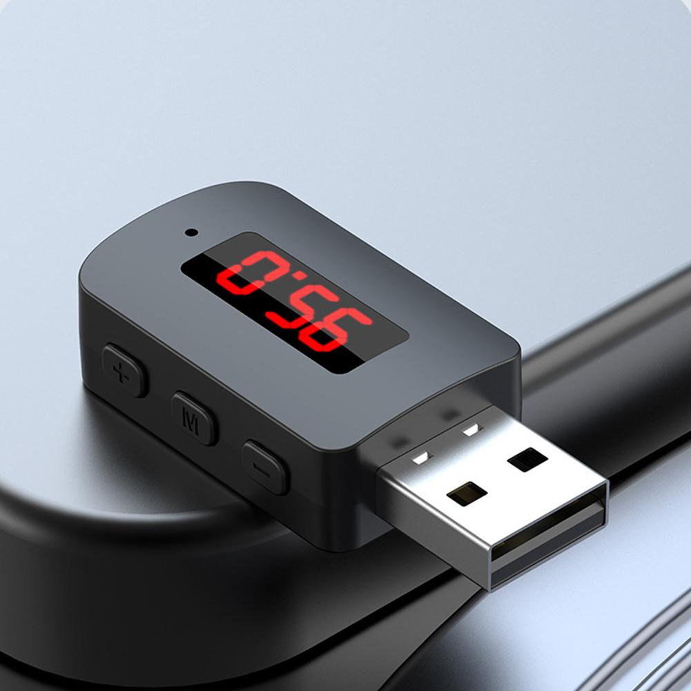 Bluetooth 5.4 Мини USB-приемник со светодиодным дисплеем, автомобильный комплект громкой связи для FM-радиопередатчика, беспроводное аудио M7G8