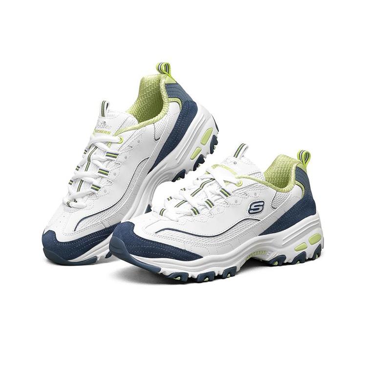 Skechers DLites 1.0 Обувь Панда Молочный Чай Медведь Морская Соль Лимон Удобные Спортивные Толстая Подошва Повседневная Обувь Женская кроссовка Белый Синий Зеленый 13167-WNVL