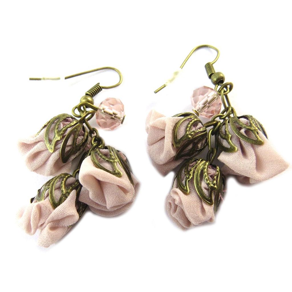 Les Trésors De Lily [P0784] - Artisanal Earrings 'Les Antoinettes' Old Pink (handmade)