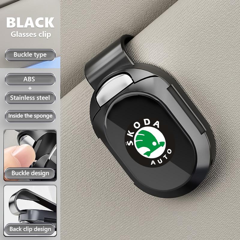 NSH4 Multifunctional card holder Car visor Glasses clip Accessorie For Skoda Rapid Octavia Derivative Enyaq-iV VisionS Yeti Scala