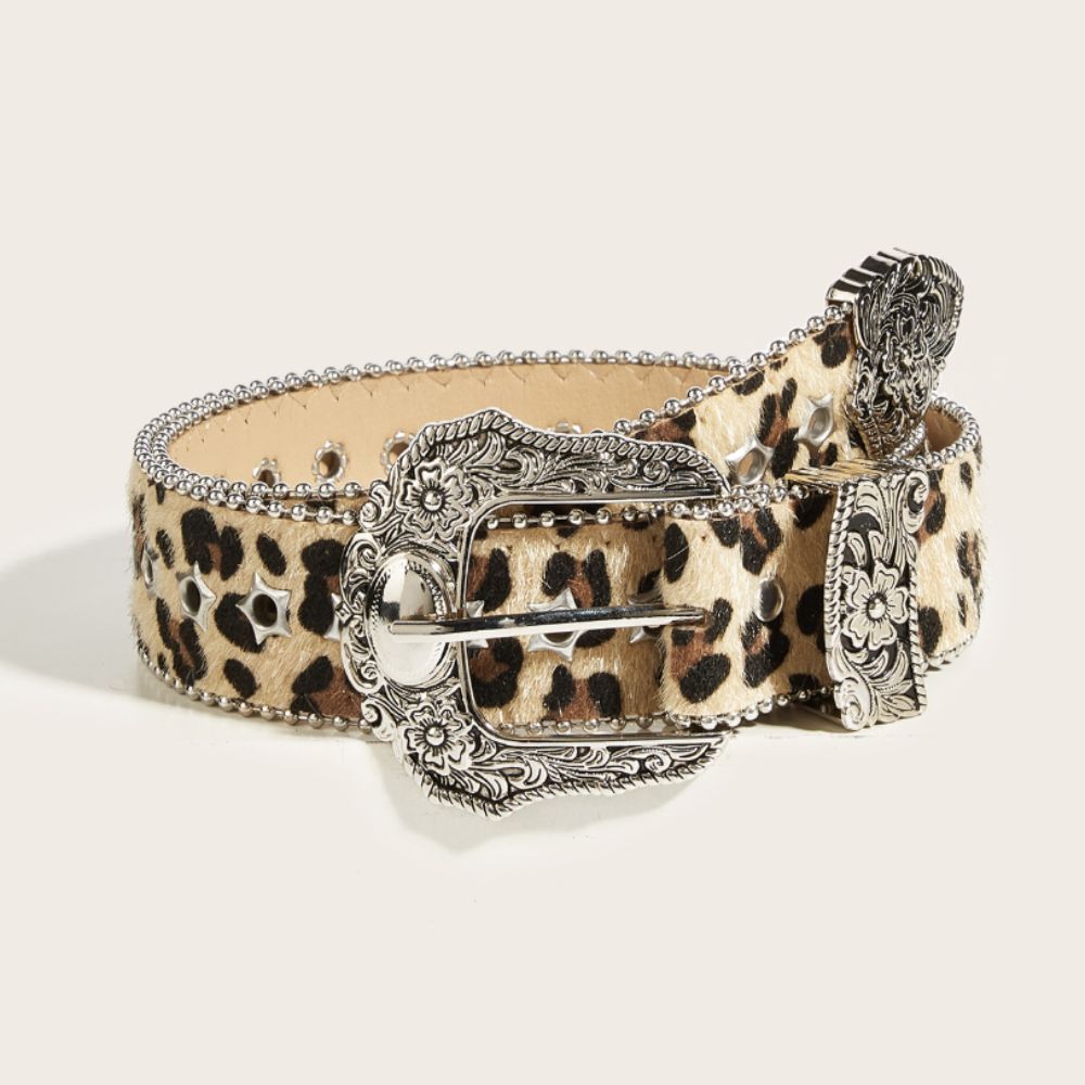 Pu Leather Gothic Leopard Belt Hip Hop Waistband Vintage Pin Buckle Belt  Jeans Accessories